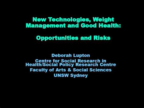 National Obesity Summit Presentation Professor Deborah Lupton New