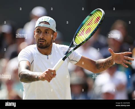 Nick Kyrgios Of Australia Hits A Ball In The Game Of The Gentlemen S