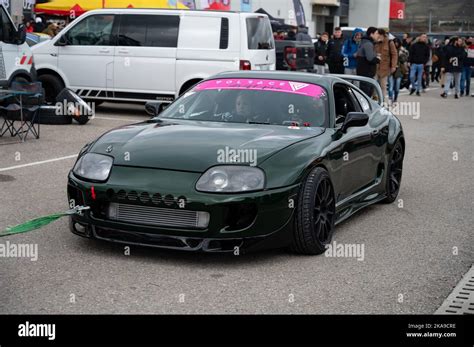 Supra in green color, it is an A80 MK4 parked in the car park Stock Photo - Alamy