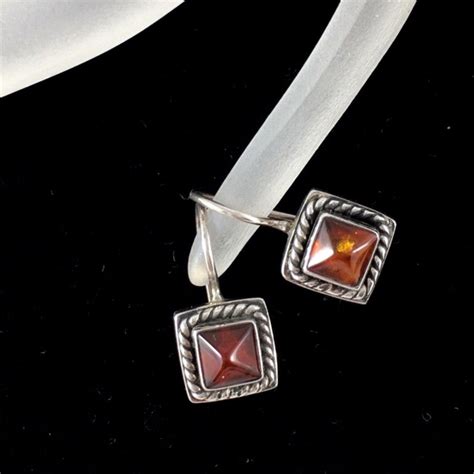 Lori Bonn Jewelry Vintage Lori Bonn Silver 925 Amber Earrings T