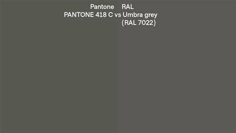 Pantone 418 C Vs Ral Umbra Grey Ral 7022 Side By Side Comparison