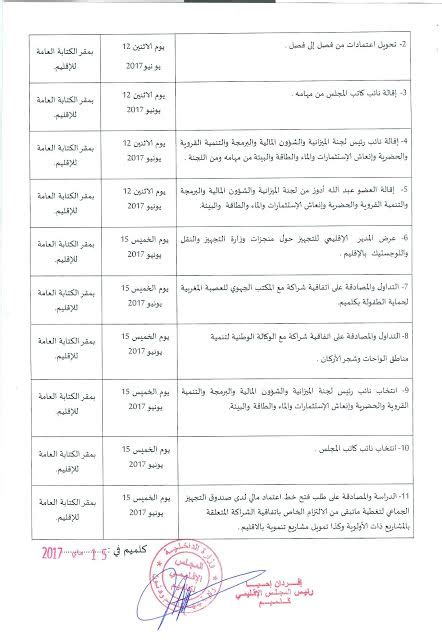 كلميم جدول أعمال الدورة العادية للمجلس الإقليمي Tizpress