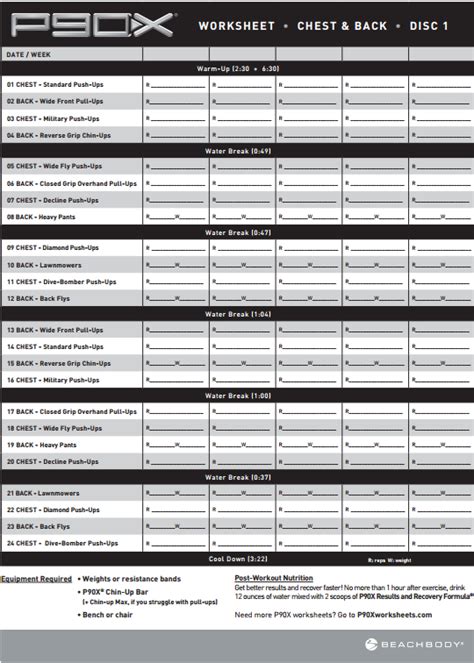 P90x Workout Sheets Workout Calendar Printable P90x Workout Sheets