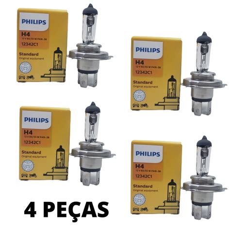 Kit Lampada Farol H Philips C V Standart Hal Geno Alta E