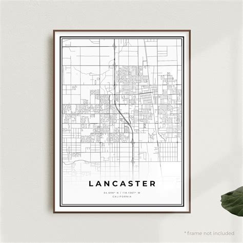 Lancaster Map Print Lancaster Street Map Poster California - Etsy