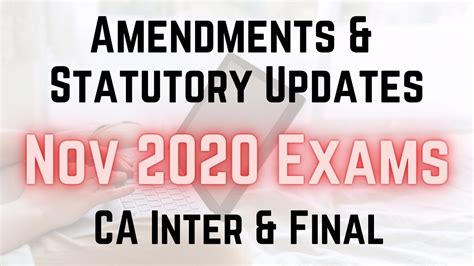 Amendments Applicable For Nov 2020 Exams CA Inter CA Final YouTube