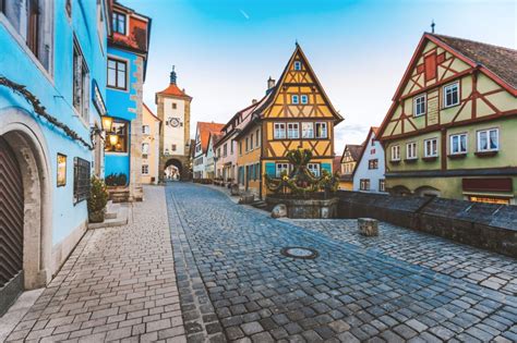 Historic Town Rothenbourg Ob Der Tauber With Colorful Houses On