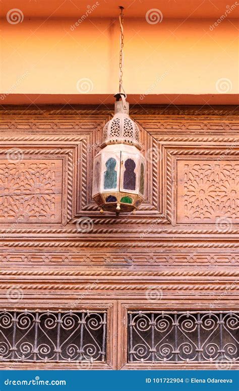 Lantern Above The Door Of House In Marrakesh Morocco Stock Photo