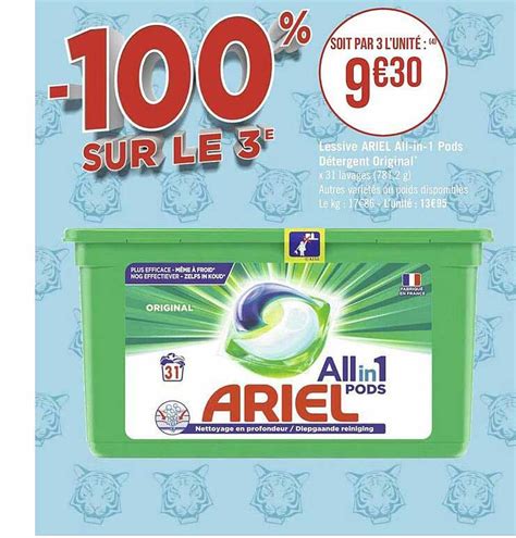 Promo Lessive Ariel All In Pods D Tergent Original Sur Le E