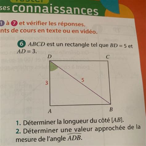 Bonjour Abcd Est Un Rectangle Tel Que Bd Et Ad D Terminer