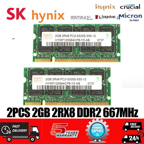 Hynix แรมหน่วยความจํา Cpu แล็ปท็อป โน้ตบุ๊ก 2gb Ddr2 667mhz Ram 2rx8