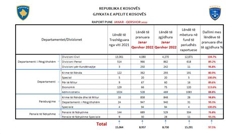 Gjykata E Apelit E Kosov S Publikon Raportin E Pun S P R Gjysm N E