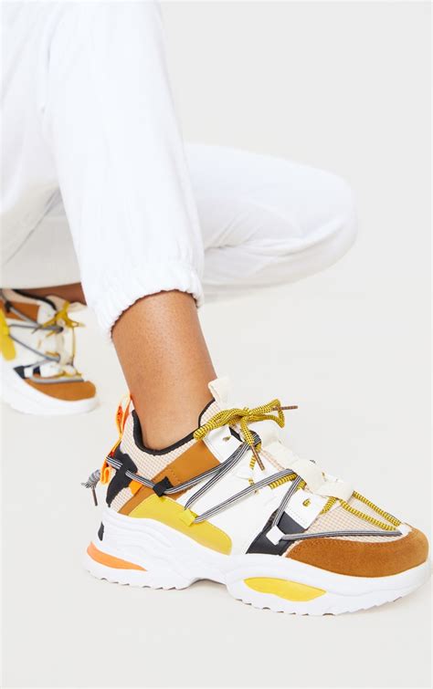 Yellow Multi Chunky Trainers Footwear Prettylittlething