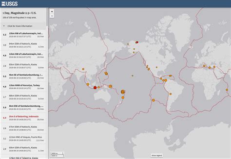 24 Hour Earthquake Map