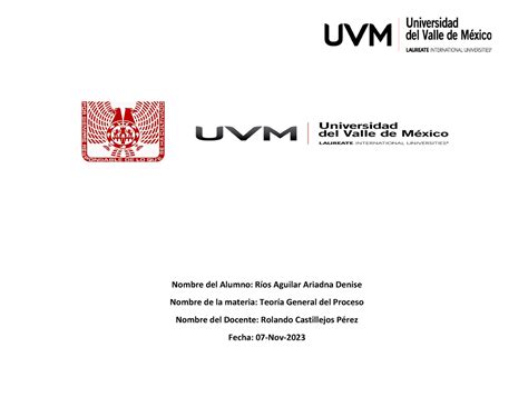 Pi E Teoria General Del Proceso Uvm Nombre Del Alumno R Os