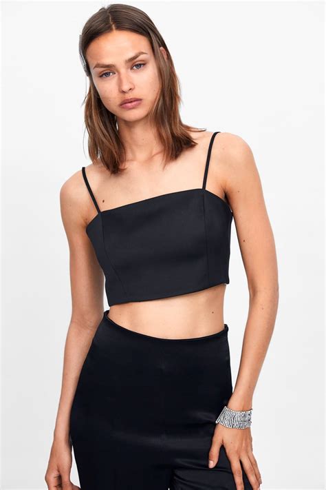 Satin Crop Top Tops Woman Zara United Kingdom Satin Crop Top Zara