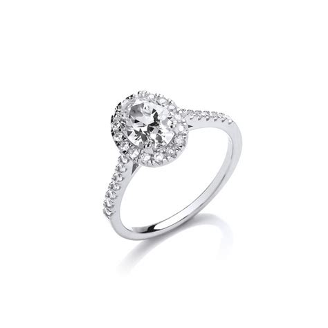 Silver Oval Cubic Zirconia Solitaire Ring Cavendish French