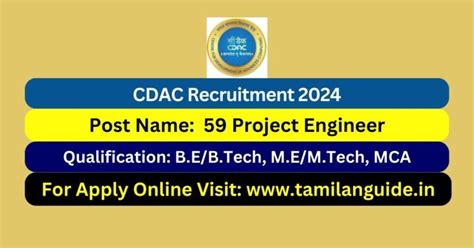 CDAC Recruitment 2024 59 Project Engineer Posts Apply Now Tamilanguide