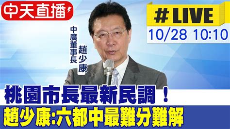 【中天直播 Live】桃園市長最新民調！趙少康 六都中最難分難解 202221028 Ctinews Youtube