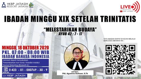 Ibadah Minggu Xix Setelah Trinitatis 18 Oktober 2020 Bahasa