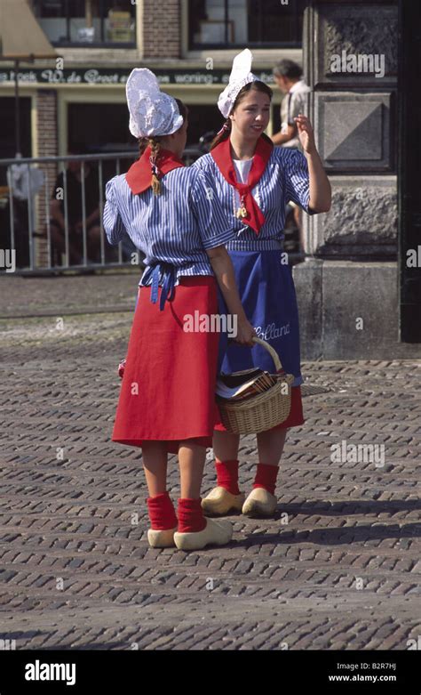 Girls In Traditional Dutch Dress Alkmaar Netherlands Stock Photo