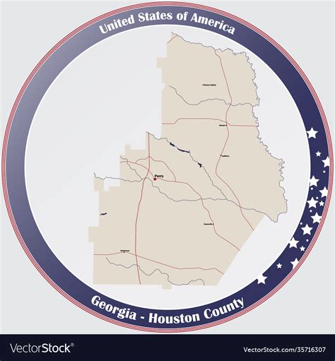 Map houston county in georgia Royalty Free Vector Image