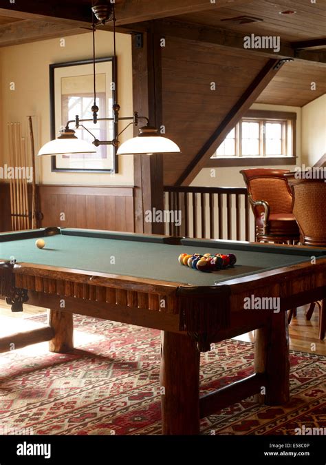 Games room with pool table, USA Stock Photo - Alamy