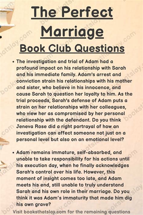 14 The Perfect Marriage Book Club Questions For Discussion