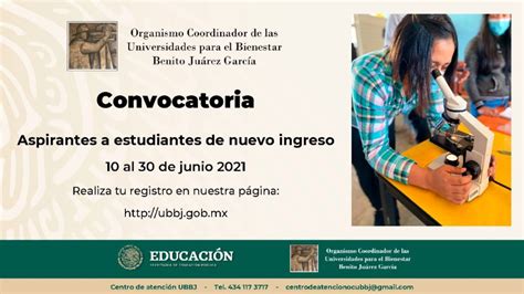 Convocatoria Universidad Para El Bienestar Benito Juárez 2021 2022 En