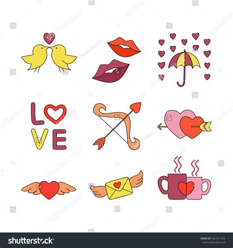 Love Stickers Vector Set Valentines Day Stock Vector Royalty Free