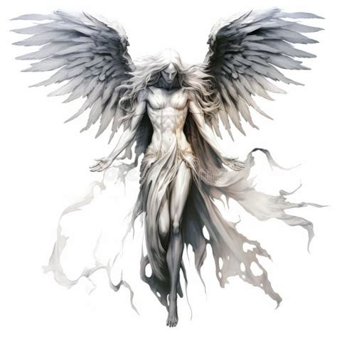 White Wings: a Yuumei-inspired Angel Drawing Stock Illustration ...