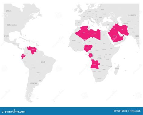 OPEC Member States, Political Map, Organization Of The Petroleum ...