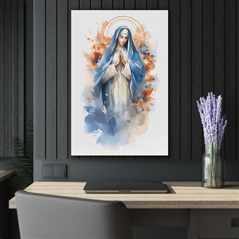 Virgin Mary Watercolor Acrylic Print Blessed Virgin Mary Wall Art