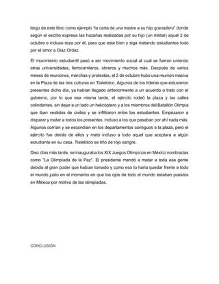 Reporte Del Libro De La Noche Tlatelolco PDF