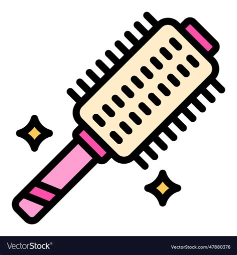 Round Hair Brush Icon Flat Royalty Free Vector Image