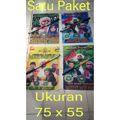 Jual Satu Paket Bendera Majlis Sholawat Ukuran X Tegek Joran