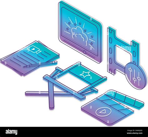 Film Industry Isometric Vector Illustration Video Production Linear