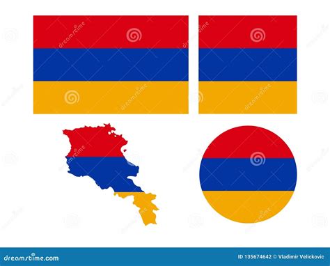 Armenia Flag And Map Republic Of Armenia Stock Vector Illustration