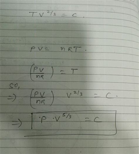 ICOL 10 Temperature And Volume Of One Mole Of An Monatomic Gas In A