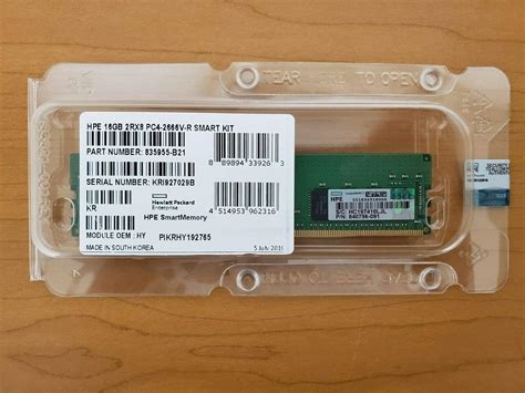 HPE 835955 B21 840756 091 16GB 2RX8 PC4 2666V R Smart KIT New Factory