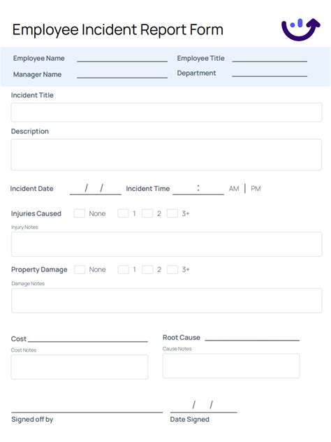 Employee Incident Report Form Xenia Templates