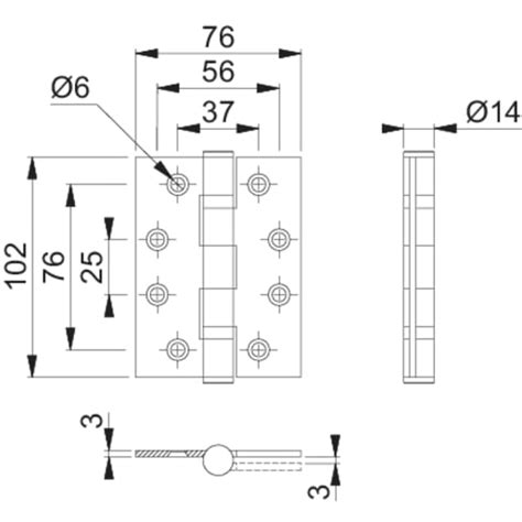 Arrone Ball Bearing Butt Hinge Grade Pair X X Mm