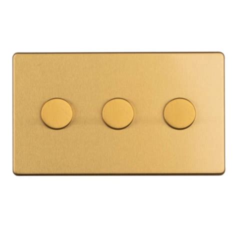 Eurolite Concealed 3mm Satin Brass 3 Gang Led Dimmer Switch L4l