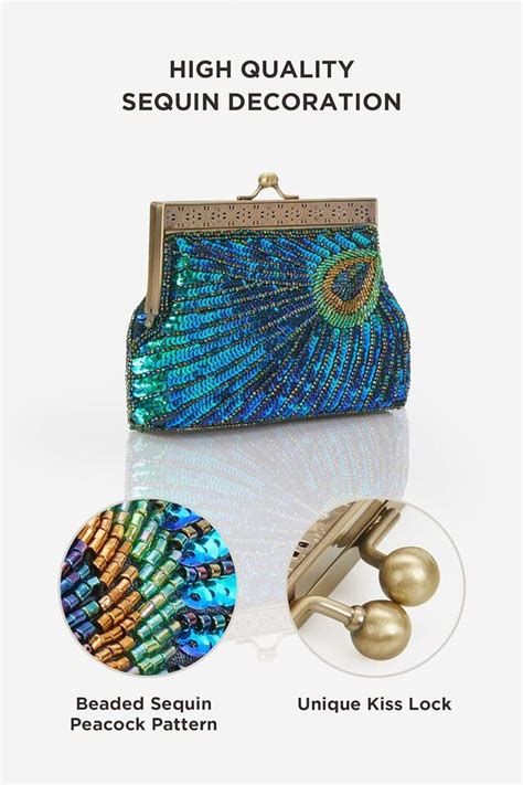 BABEYOND 1920s Flapper Peacock Clutch Gatsby Sequined Handbag Roaring