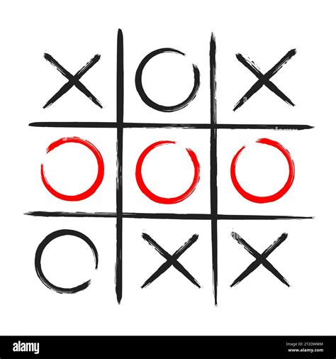 Tic Tac Toe Xo Game Hand Drawn Grid Doodle Template Vector Illustration