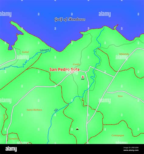 Map Of San Pedro Sula City In Honduras Stock Photo Alamy