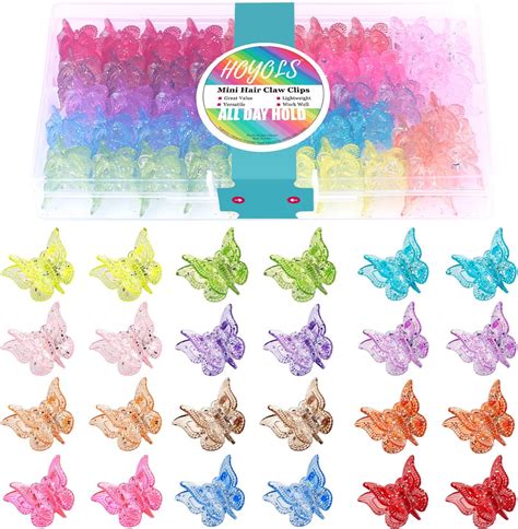 Hoyols Glitter Butterfly Hair Clips 90s Girls Hair Accessories Sparkle Small Hair