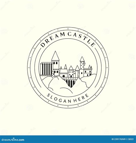 Magic Castle Line Art Logo Illustration Vector Template Design Stock