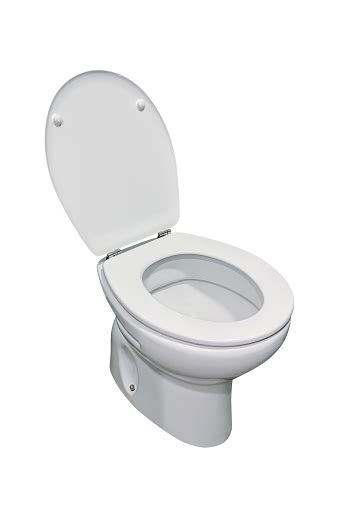 White Toilet With Lid Open Isolated On A White Background Stock Photo - Download Image Now - iStock