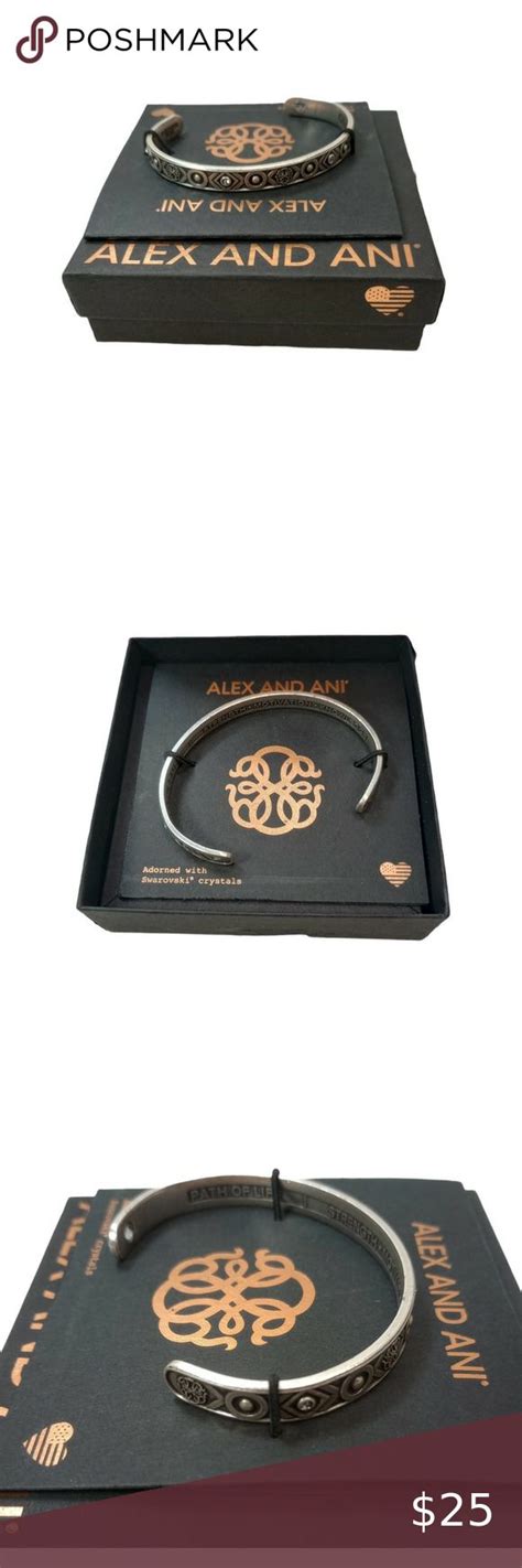 Alex And Ani Path Of Life Cuff Bracelet Silver Swarovski Crystal